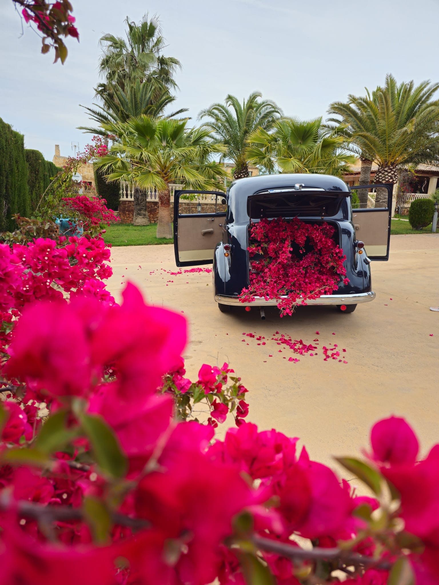 Florale Oldtimer-Dekoration auf Mallorca